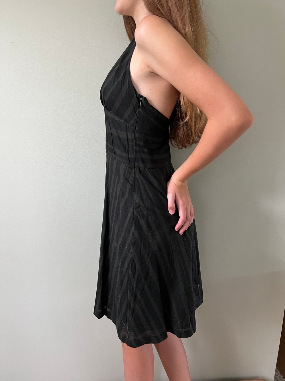 Womens Vintage 1990s Halter Style Striped Black Sun Dress | Rogan size 7 - Picture 6 of 9